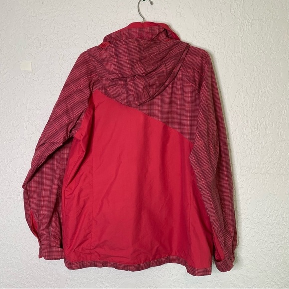 Columbia Colorblock Red Rain Waterproof Windbreaker seamseal hooded Jacket Sz L - Picture 6 of 12